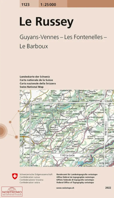 1123 LE RUSSEY - GUYANS-VENNES - LES FONTENELLES | Swisstopo topographic map