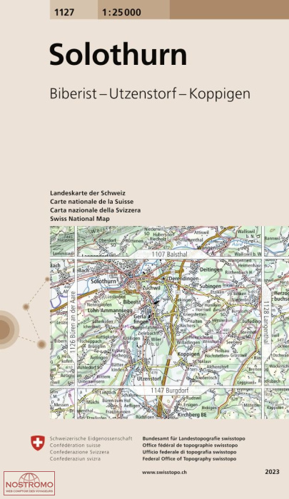 1127 SOLOTHURN - BIBERIST - UTZENSDORF - KOPPIGEN | carte topographique Swisstopo