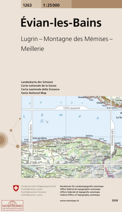 1263 ÉVIAN-LES-BAINS - LUGRIN - MONTAGNE DES MÉMISES - MEILLERIE | Swisstopo topographic map