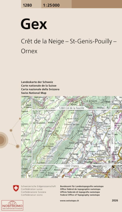 1280 GEX - CRÊT DE LA NEIGE - ST-GENIS-POULLY | Swisstopo topographic map