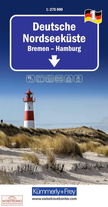 1 CÔTE ALLEMANDE DE LA MER DU NORD | carte routière Kummerly+Frey