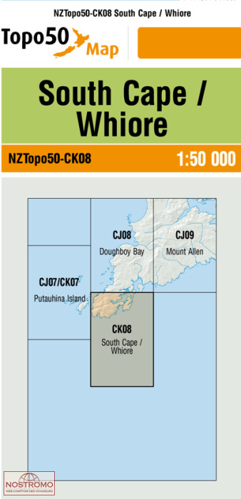 CK08 SOUTH CAPE / WHIORE  | carte topographique LINZ