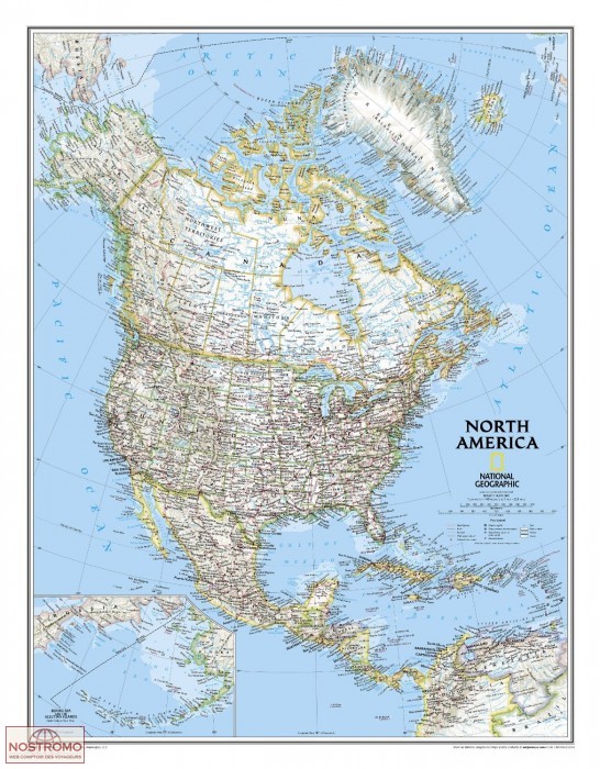 AMÉRIQUE DU NORD POLITIQUE | carte murale National Geographic
