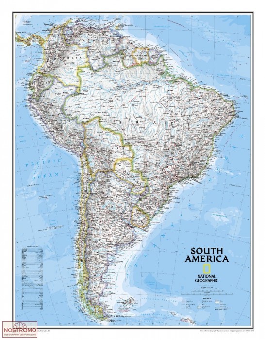 AMÉRIQUE DU SUD POLITIQUE | carte murale National Geographic