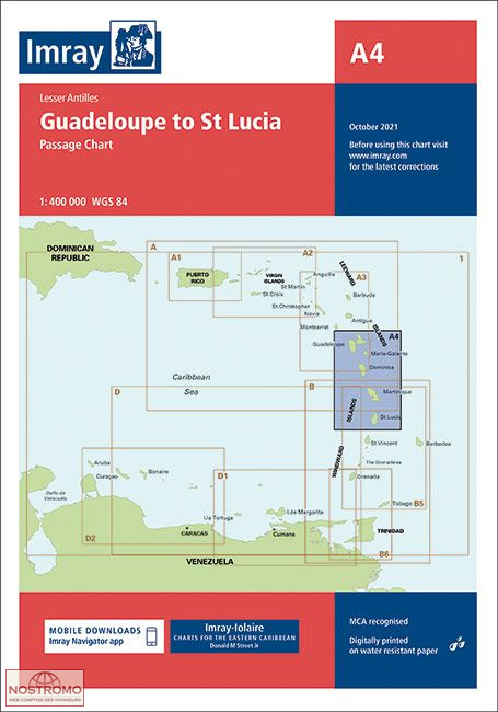 A4 GUADELOUPE TO ST LUCIA | Imray nautical chart