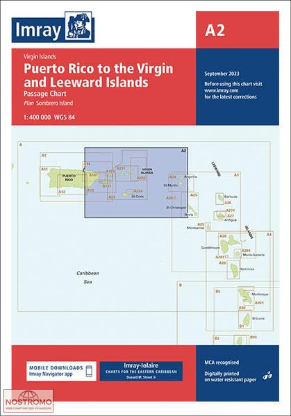 A2 DE PUERTO RICO AUX ÎLES VIERGES ET AUX ÎLES SOUS-LE-VENT | carte marine Imray