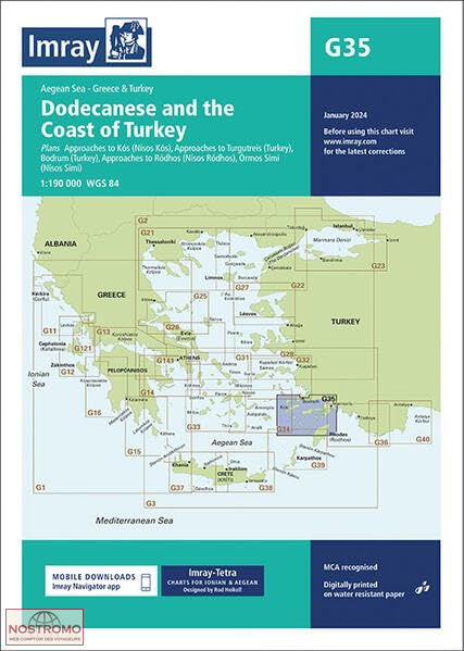 G35 DODECANESE AND THE COAST OF TURKEY | Imray nautical chart