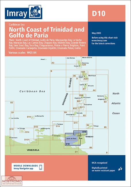 D10 NORTH COAST OF TRINIDAD AND GOLFO DE PARIA | Imray nautical chart