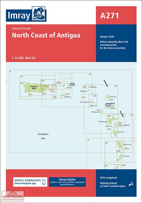 A271 CÔTE NORD D'ANTIGUA | carte marine Imray
