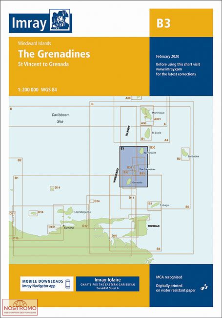 B3 ST VINCENT TO GRENADA - THE GRENADINES | Imray nautical chart