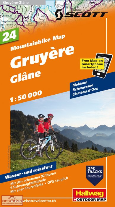 GRUYÈRE - GLÂNE 24 | Hallwag biking map