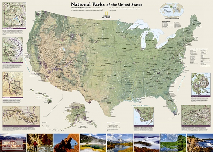THE UNITED STATES - NATIONAL PARKS | National Geographic wall map