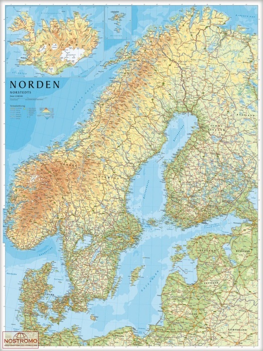 SCANDINAVIA AND ICELAND | Norstedts wall map