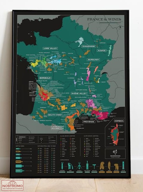 FRANCE & WINES | 1020 Dégustations scratch wall map