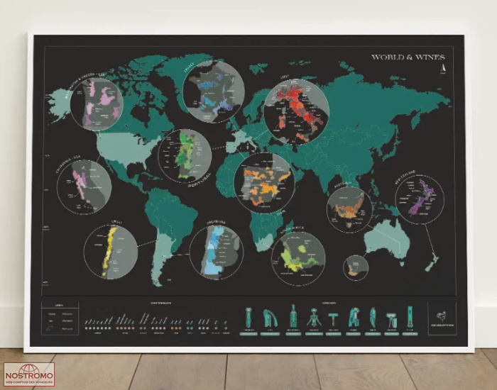 WORLD WINES | 1020 Dégustations scratch wall map