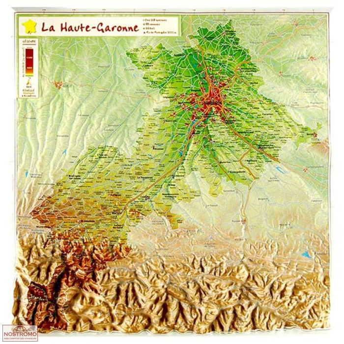HAUTE-GARONNE | Géorelief relief map