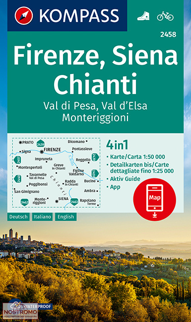 2458 FIRENZE - SIENA - CHIANTI | carte de randonnée Kompass