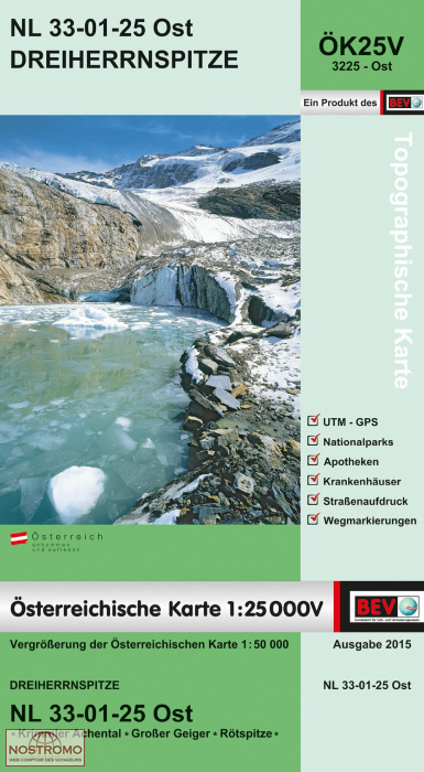 3225-OST DREIHERRNSPITZE | carte topographique BEV