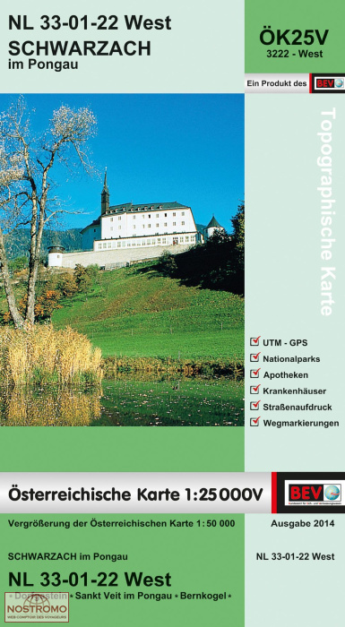 3222-WEST SCHWARZACH IM PONGAU | carte topographique BEV