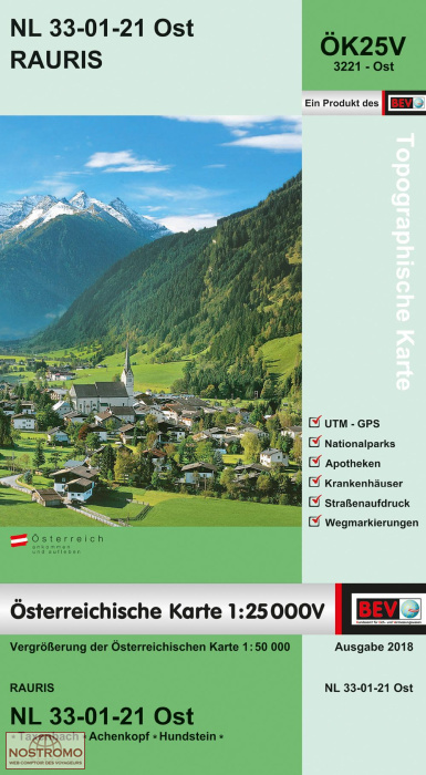 3221-OST RAURIS | carte topographique BEV