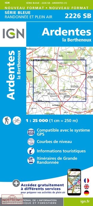 2226SB ARDENTES | carte de randonnée IGN