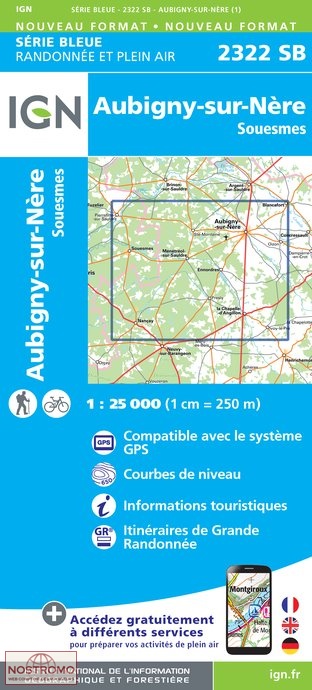 2322SB AUBIGNY-SUR-NÈRE | carte de randonnée IGN