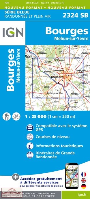 2324SB BOURGES | carte de randonnée IGN