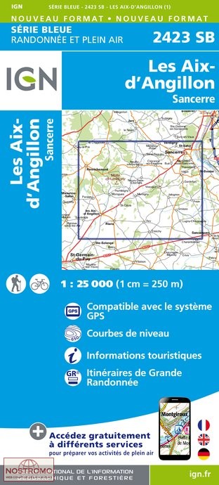 2423SB LES AIX-D'ANGILLON | carte de randonnée IGN