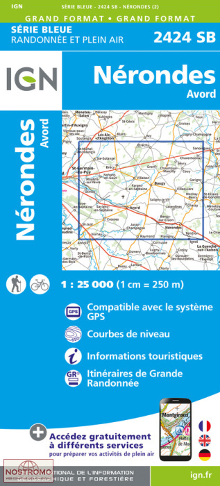 2424SB NÉRONDES - AVORD | carte de randonnée IGN