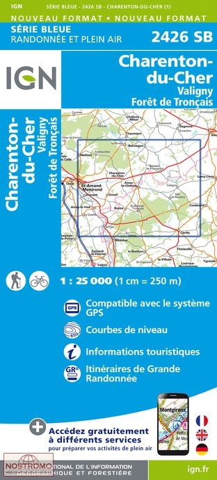 2426SB CHARENTON-DU-CHER | carte de randonnée IGN