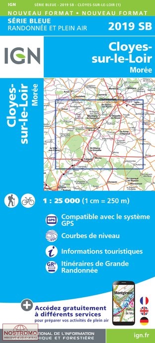 2019SB CLOYES-SUR-LE-LOIR | carte de randonnée IGN