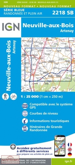2218SB NEUVILLE-AUX-BOIS | carte de randonnée IGN