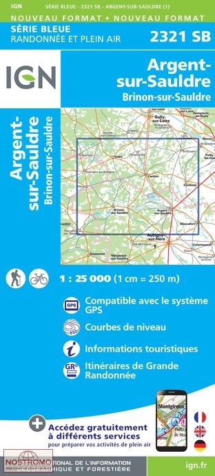 2321SB ARGENT-SUR-SAULDRE | carte de randonnée IGN