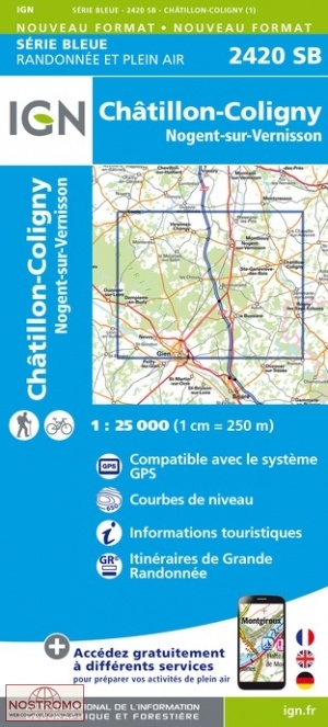 2420SB CHÂTILLON-COLIGNY | carte de randonnée IGN