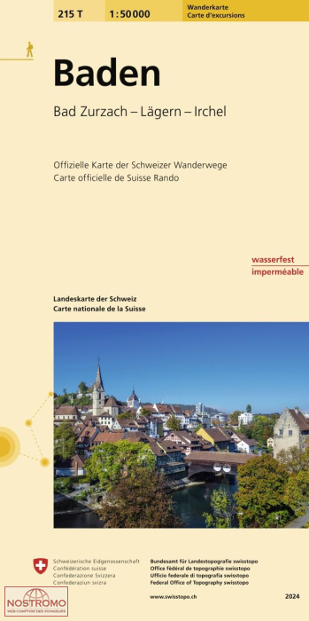 215T BADEN - BAD ZURZACH - LÄGERN - IRCHEL | carte de randonnée Swisstopo