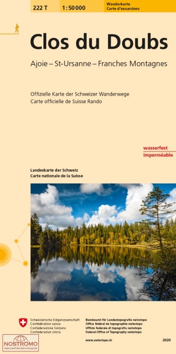222T CLOS DU DOUBS - AJOIE - ST-URSANNE - FRANCHES MONTAGNES | Swisstopo hiking map