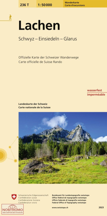 236T LACHEN - SCHWYZ - EINSIEDELN - GLARUS | carte de randonnée Swisstopo