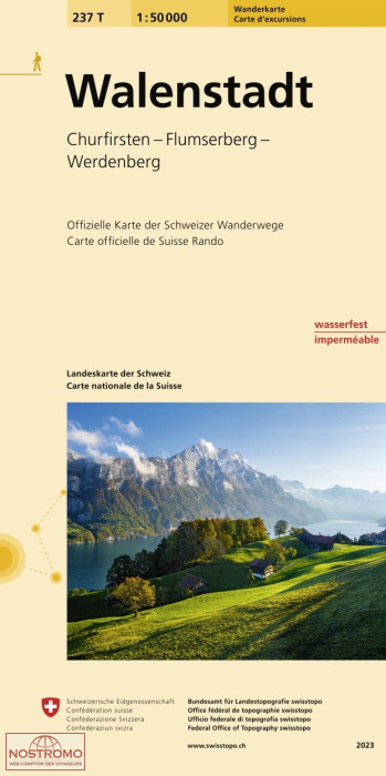 237T WALENSTADT - CHURFIRSTEN - FLUMSERBERGE - RHEINTAL - LIECHTENSTEIN | Swisstopo hiking map