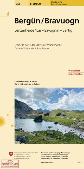 258T BERGÜN/BRAVUOGN - LENZERHEIDE/LAI - SAVOGNIN - SERTIG | carte de randonnée Swisstopo