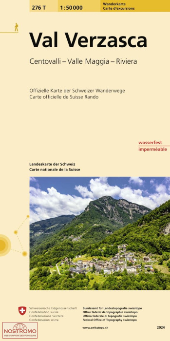 276T VAL VERZASCA - CENTOVALLI - VALLE MAGGIA - RIVIERA | carte de randonnée Swisstopo