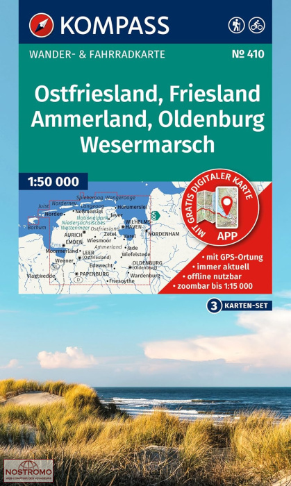 410 OSTFRIESLAND | carte de randonnée Kompass