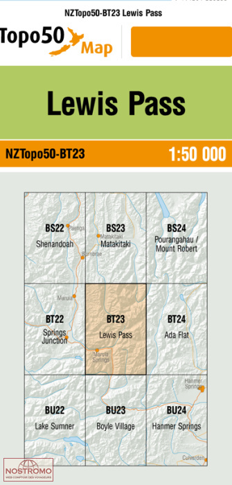 BT23 LEWIS PASS | carte topographique LINZ