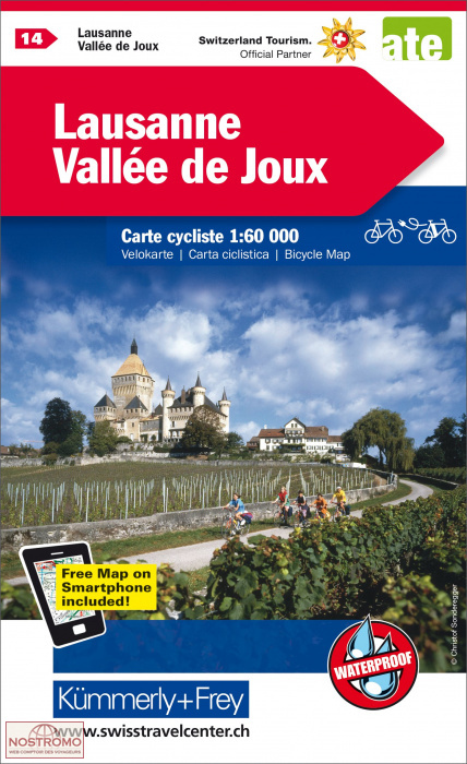 14 LAUSANNE - VALLÉE DE JOUX | Kummerly+Frey cycling map