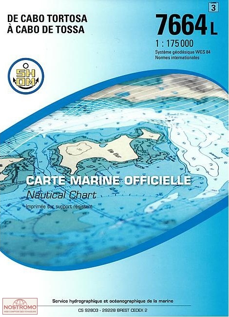 7664L FROM CABO TORTOSA TO CABO DE TOSSA | SHOM nautical chart