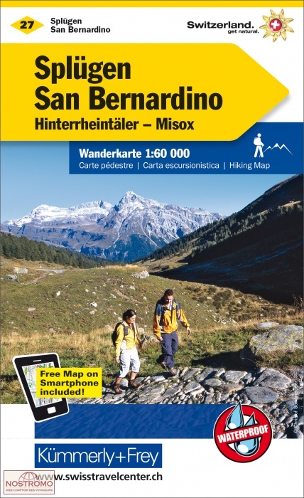 SPLÜGEN - SAN BERNARDINO - HINTERRHEINTÄLER - MISOX 27 | Kummerly+Frey hiking map
