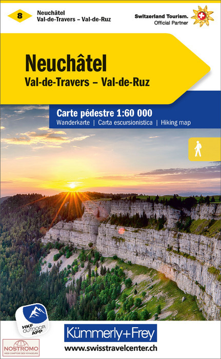 NEUCHÂTEL - VAL-DE-TRAVERS - VAL-DE-RUZ 8 | Kummerly+Frey hiking map