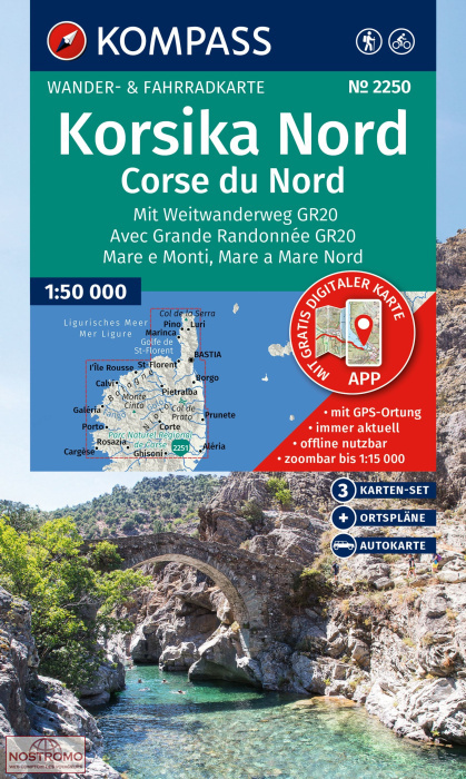 2250 CORSE DU NORD | cartes de randonnée Kompass