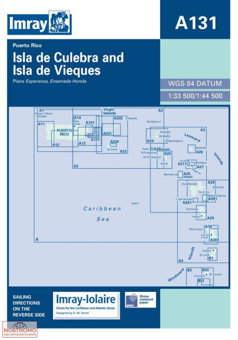 A131 ISLA DE CUBRERA AND ISLA DE VIEQUES | Imray nautical chart
