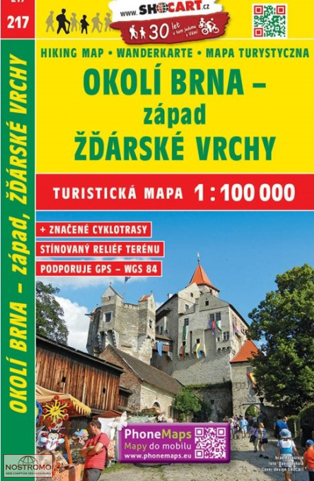 217 OKOLI BRNA ZAPAD - ZDARSKE VRCHY | carte touristique Shocart