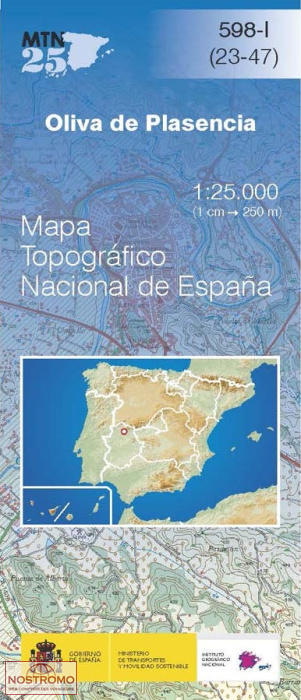 598-1 OLIVA DE PLASENCIA | carte topographique CNIG